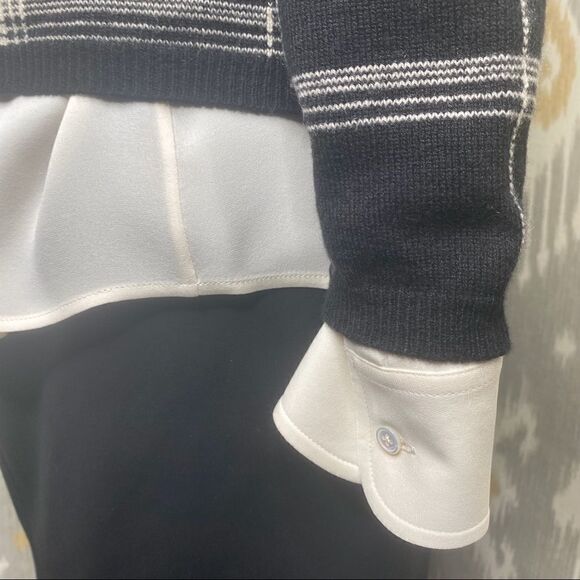 Ralph Lauren Collection Italian Black & Ivory Plaid Cashmere Crewneck Sweater - Picture 6 of 16